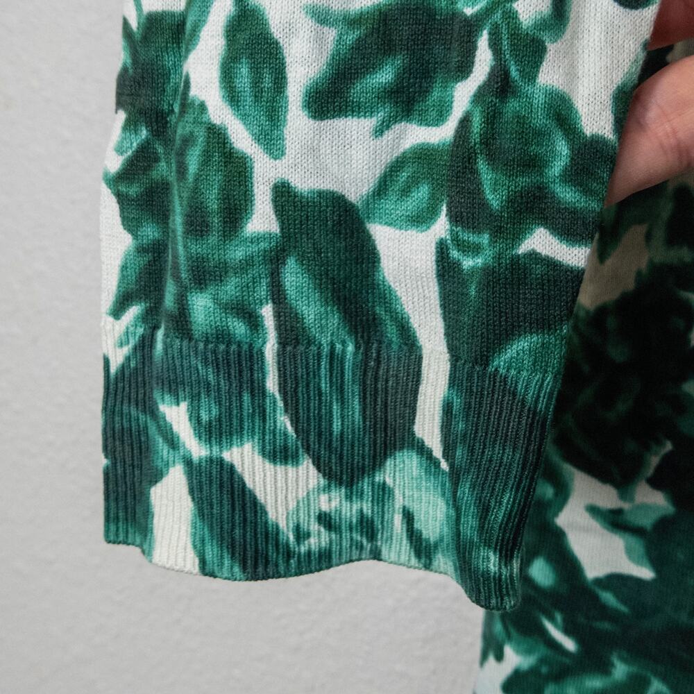 Talbots Women’s Blouse Green Floral Botanical Garden Prep Lightweight Knit Large - Picture 8 of 10